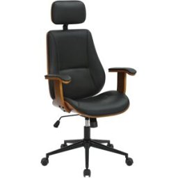 CLP Silla de oficina ajustable giratorio en simil cuero nogal/negro