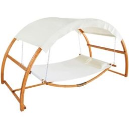 Tectake Hamaca doble, 2 cojines, resistente y lavable, 328 x 160 x 171,5 cm