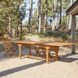 Tikamoon Mesa de jardín rectangular de madera de acacia maciza