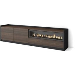 Skraut home Mueble tv efecto madera roble oscuro y negro 208 chimenea efecto fuego