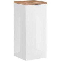 Petits meubles Media columna 1 puerta cesto para la paneles de mdf blanco y madera