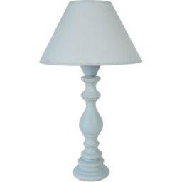 Tosel Lámpara de mesa madera azul pantalla gris
