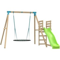TP Toys Estación de columpios y tobogán nido madera marrón h243cm