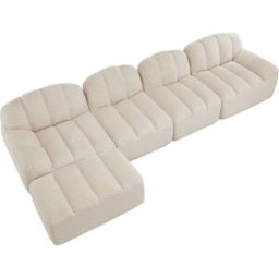 REDOM Sofá modular de felpa granulada beige y blanco