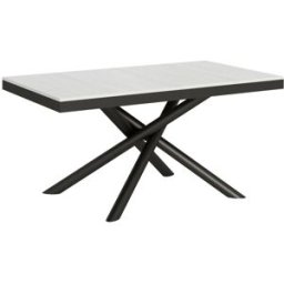 Itamoby Mesa extensible 90x160/420 cm efecto madera fresno blanco, hierro