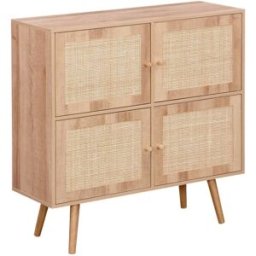sweeek Cómoda infantil con 4 puertas, efecto madera, natural