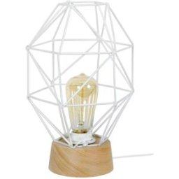 Tosel Lámpara de mesa madera natural pantalla blanco