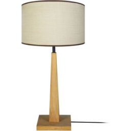 Tosel Lampára de pie madera natural metal pantalla blanco