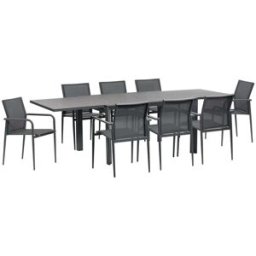 BERAH GETAH Conjunto de jardín de aluminio y textilene gris para 6-10 personas.