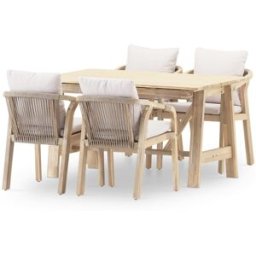 Defora Home Set comedor jardin 4 plazas mesa extensible madera 140/200x86