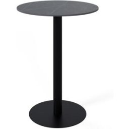 Koketto Home Mesa alta redonda tapa porcelanica gris y pata negra