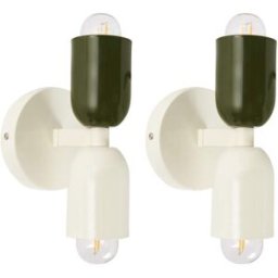 Beliani Conjunto de 2 lámparas de pared metal blanco crema
