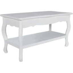 Maison Chic Mesa de centro, mesa de café de 2 niveles de mdf blanca 87.5x42x44cm