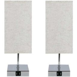 Nettlife Massey - lámpara de mesa de tela, color plata, 13 cm, e27, set de 2