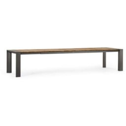 Outdoor living Mesa de aluminio con tapa de teca 253/319/384X110 Antracita