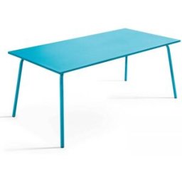Oviala Mesa de jardín rectangular de metal azul
