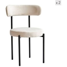 Nordlys Set 2 sillas con patas de acero en pana beige