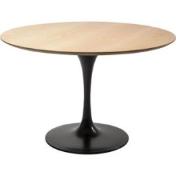 Kare Design Mesa de comedor para 6 personas redonda de roble y negra D120