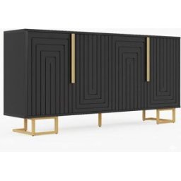 Urban Meuble Aparador negro de diseño geométrico con detalles dorados