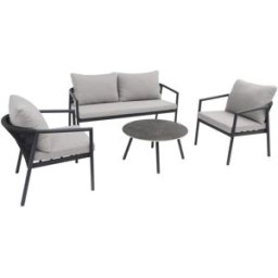 sweeek Conjunto de jardín de aluminio y cuerdas, 4 plazas, gris