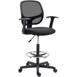 Maison Chic Silla de oficina de tela de malla negra 60x56x132 cm