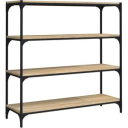 Maison Chic Mueble tv madera y acero roble sonoma 100x33x100 cm
