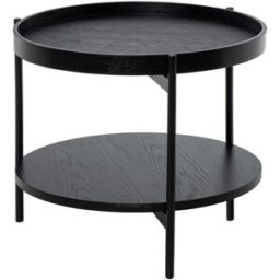 Koketto Home Mesa de café de madera con doble tablero y patas negras negro.