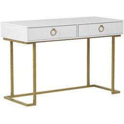 Beliani Consola 115 cm 50 cm con cajones blanco dorado