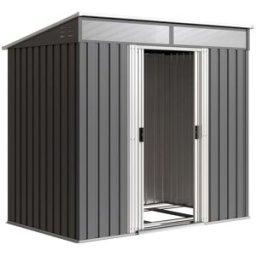 Outsunny Caseta de jardín 195x122x181.5 cm gris oscuro