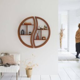 Tikamoon Estantería de pared de teca maciza