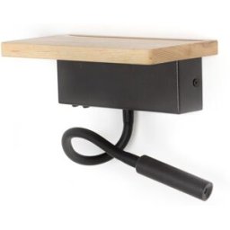 Cristalrecord Aplique pared orientable con repisa y doble iluminación negro rústico