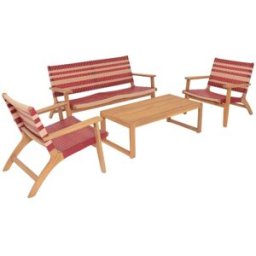 sweeek Conjunto de jardín de madera de acacia y resina, 4 plazas, teck