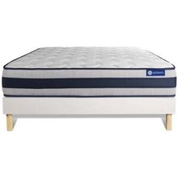 Actisom Somier blanco + colchón con látex y espuma viscoelástica 160 x 200