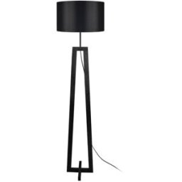 Tosel Lámpara de pie cuadrúpedo madera negro metal pantalla negro