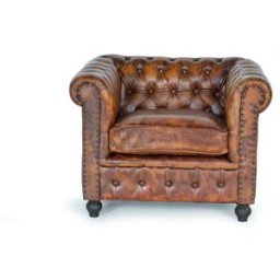 GINER Y COLOMER Sillón de cuero y metal marrón