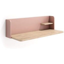 Herdasa Escritorio de pared de melamina roble claro y rosa 25x90x35 cm