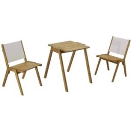 Oviala Mesa cuadrada de jardín y 2 sillas de madera crudo