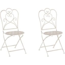 Beliani Conjunto de 2 sillas de jardín plegable metal beige claro