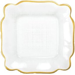 Aulica Plato cuadrado en vidrio bordes dorados 25x25x2cm - lote de 6