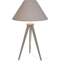 Tosel Lámpara de mesa trípode madera taupe pantalla taupe