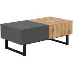 Urban Meuble Mesa de centro extensible con almacenaje integrado en madera y metal.