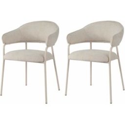 Mobili Rebecca Conjunto de 2 sillas de comedor blanco perla en tela