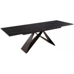 Pondecor Mesa de comedor extensible mármol porcelánico negro 160/240x90x76cm
