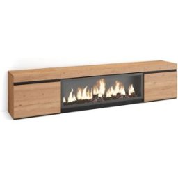 Skraut home Mueble tv efecto madera roble 208x35x45cm chimenea efecto fuego