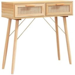Maison Chic Mesa consola madera pino maciza ratán natural marrón 80x30x75cm