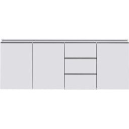 Whous Aparador 3 puertas 3 cajones 200 cm efecto madera color blanco brillo