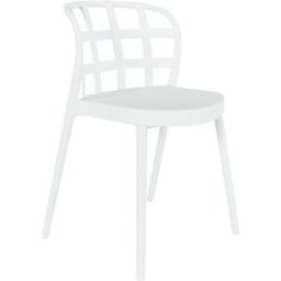 Koketto Home Silla en polipropileno blanco con respaldo de diseño a cuadros.