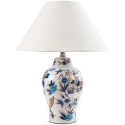 Beliani Lámpara de mesa porcelana blanco azul