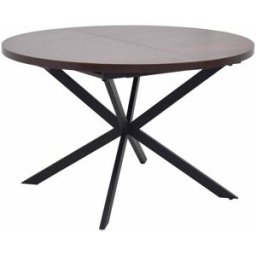 Oviala Mesa de comedor redonda extensible mdf aluminio negro y madera marrón