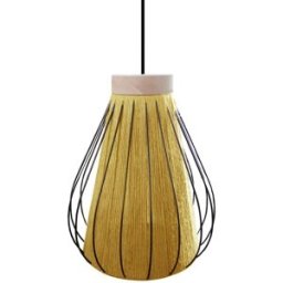 Tosel Suspensión metal y madera natural pantalla hilo amarillo